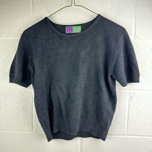 Tina Best Quality Scotland Charcoal 100% Cashmere Short Sleeve Knit Top